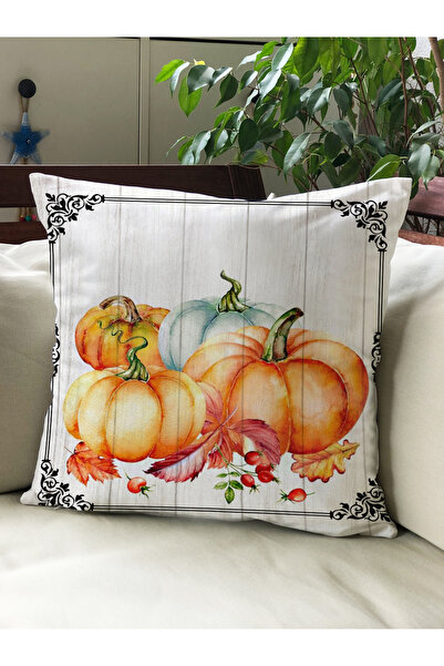 Evmila Husă de pernă din catifea 43x43 cu tema de toamnă