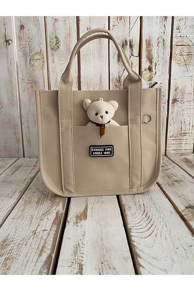 Elentra Teddy Bear Detailed Handbag, Shoulder Bag, Trend Suggestion Design Bag
