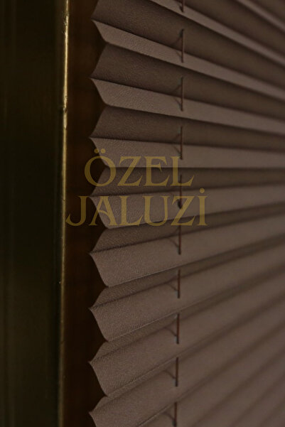 Özel Jaluzi Kahve Cam Balkon Ve Ofis Plisse Perde(PLAİN008)