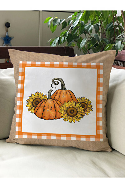 Evmila Husă de pernă din catifea 43x43 cu tema de toamnă