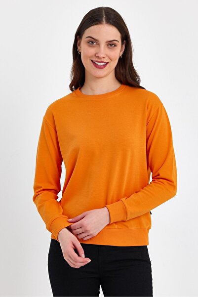 yakamor سويت شيرت نسائي من القطن الممشط من الليكرا برقبة دائرية