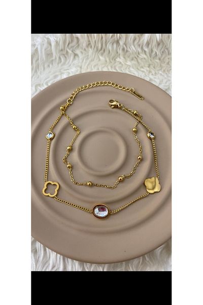 YASİN TOPÇU Steel Gold Anklet