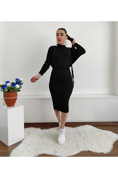 Altı Üstü Butik Φόρεμα με διπλό πλεκτό μανίκι νυχτερίδας