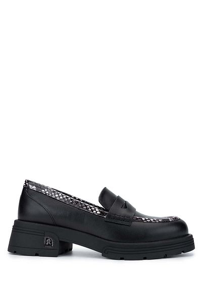 Tamer Tanca Women's Genuine Leather Black Loafer Shoes