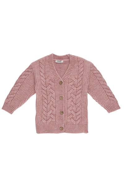 Panço Kız Bebek Düğmeli Triko Pudra Hırka