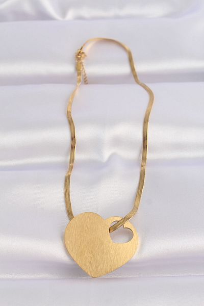 Skygo Italian Chain Gold Color 316L Heart Plate Necklace - TJ-BKO8637