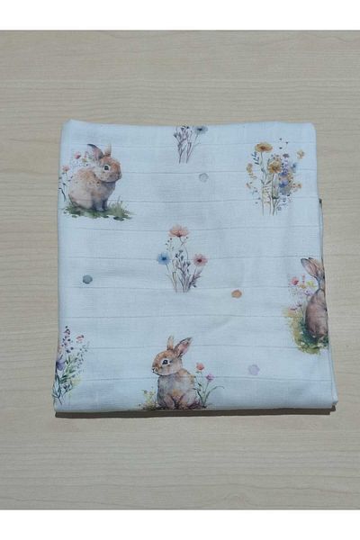 Alpıno Newborn Blanket - 100% Cotton Muslin Covered Baby Blanket 85X85 cm (Digital Print)