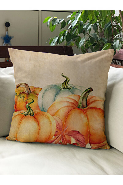 Evmila Husă de pernă din catifea 43x43 cu tema de toamnă