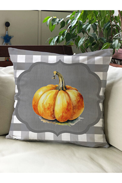 Evmila Husă de pernă din catifea 43x43 cu tema de toamnă