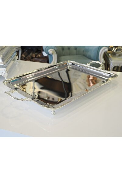 Bakır Concept Gümüş Kaplama Çay Tepsisi Başak Bordür Model