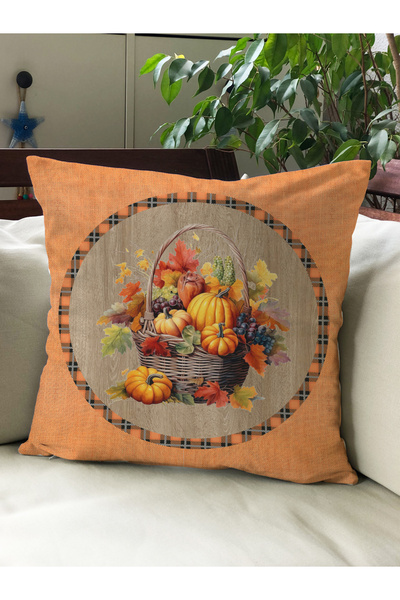 Evmila Husă de pernă din catifea 43x43 cu tema de toamnă