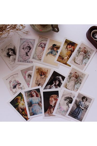 akcepazar 16 Pieces Vintage Old Pictures 5X7 cm Coated Print