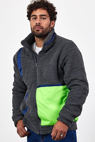 MADZEYMODA Erkek Astarlı Çok Renkli Antrasit Peluş Polar Mz86032