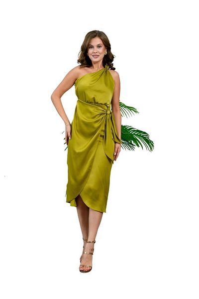 WOMAN VISION Βραδινό φόρεμα Satin Weaving - A-line Fit and Sashes 03