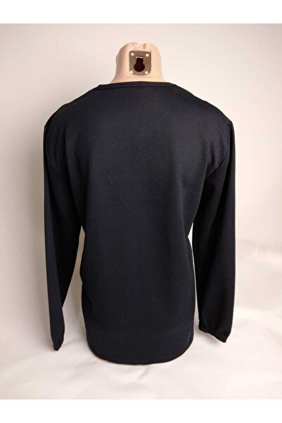 YAŞAR TRİKO Γυναικείο μπλουζάκι μπλούζα με μαύρο αχλάδι με τέσσερα κουμπιά μακρυμάνικο με λάστιχο στον αστράγαλο