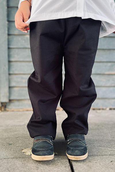 meqlife Pantaloni negri unisex pentru copii din denim - Gabrdin Lycra