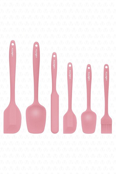 valletta Drongo Heat Resistant Fireproof Non-Stick Silicone Spatula Set 6 Pieces Pink