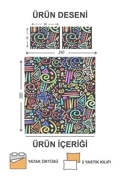 Doruklar Home Collection Modern Patterned Premium Quality Quilted Cotton Filled Velvet Bedspread Set