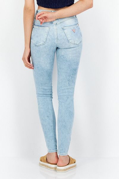 Guess Women Skinny Fit Stretchable Washed Jeans, Blue