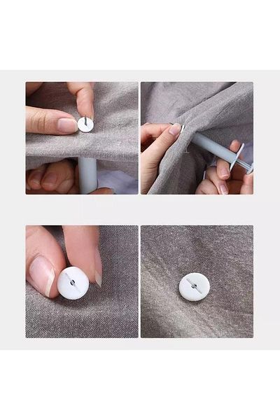 Viselia Duvet Cover Buckle Fishbone Machine Quilt Holder Throw Pillow Button