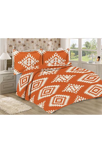 Doruklar Home Collection Modern Patterned Premium Quality Quilted Cotton Filled Velvet Bedspread Set