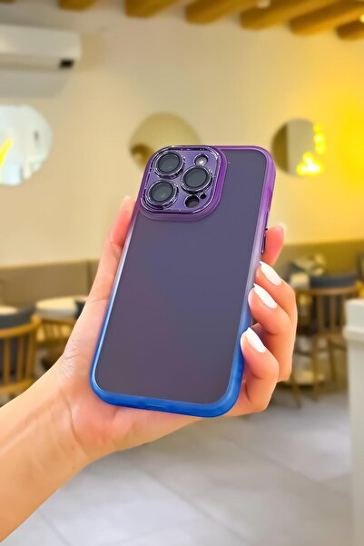 mooodcase İphone 13 Pro Max Uyumlu Kamera Lens Korumalı Gradient Silikon Kenar Şeffaf Telefon Kılıfı Mchzr