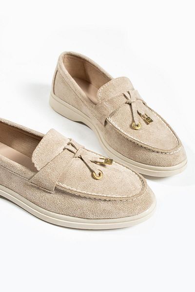 diclepolat Dámské semišové semišové boty Woller Beige Loafer