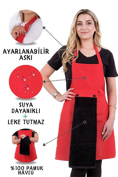 sevilya Kitchen apron set with towel and star adjustable hanger (Apron with towel)