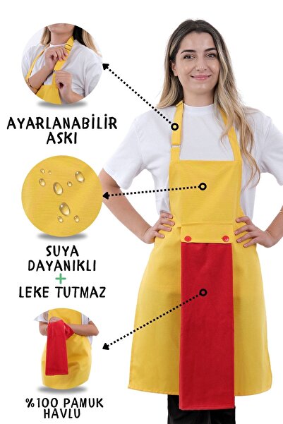 sevilya Star ayar askılı havlulu mutfak önlüğü seti (Havlulu önlük)