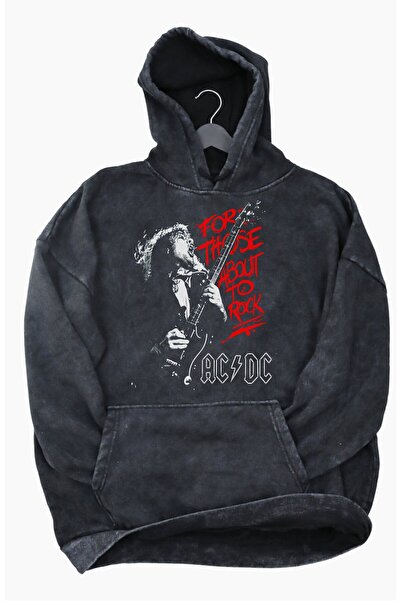 Fuddy Moda سويت شيرت بغطاء للرأس وقابل للغسل للجنسين من AC DC - هوديي كبير الحجم