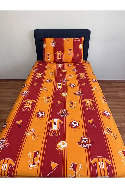 Touch Yellow Red Single Elastic Sheet Set - Padded Fan