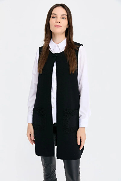 Desen Triko Жіночий жилет з відкритим передом, довгий, з вовни