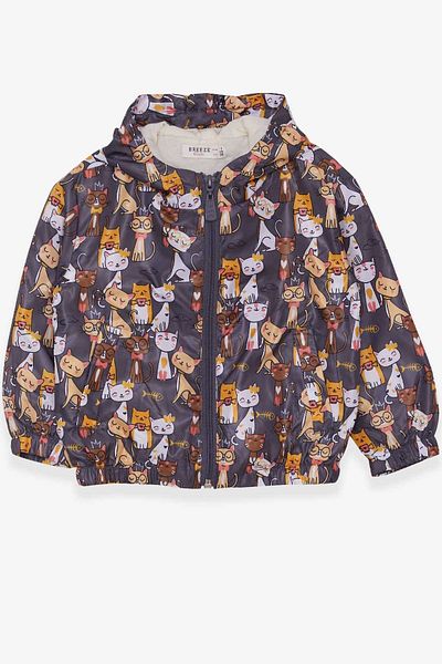 Breeze 1-6 Years Old Girl's Smoked Raincoat with Kitten Pattern