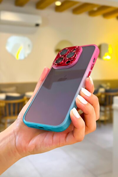 mooodcase İphone 13 Pro Max Uyumlu Kamera Lens Korumalı Gradient Silikon Kenar Şeffaf Telefon Kılıfı Mchzr