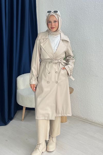 lurex moda Leather Trench Coat