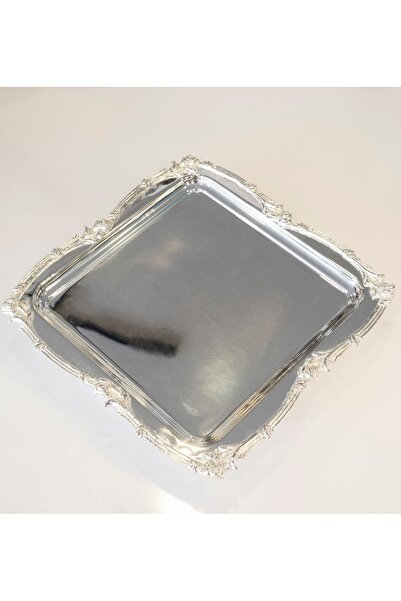 Bakır Concept Gümüş Kaplama Sunum Tepsisi Gül Bordür Model