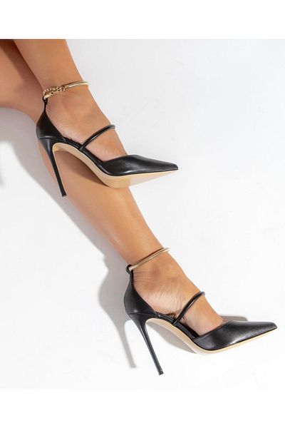 Giydim Gidiyor Gold Anklet Stiletto Black