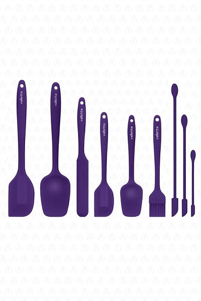 valletta Drongo Jar Silicone Spatula Set with Stripper 9 Pieces Purple