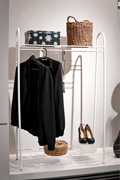 TOPRAK E-TİCARET 2 Raflı Çift Askılı Portmanto Elbise Askılığı Konfeksiyon As...