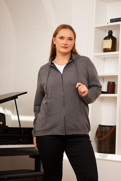 RMG Large Size Smoked Tracksuit Top with Zipper Detail