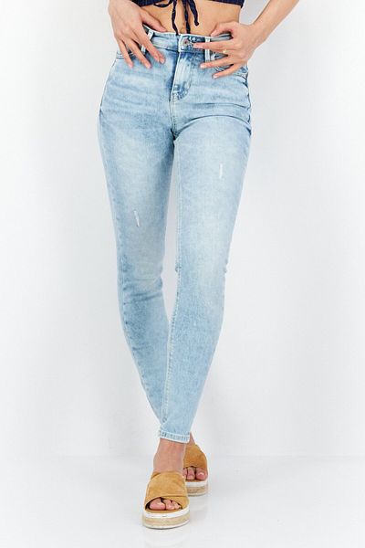 Guess Women Skinny Fit Stretchable Washed Jeans, Blue