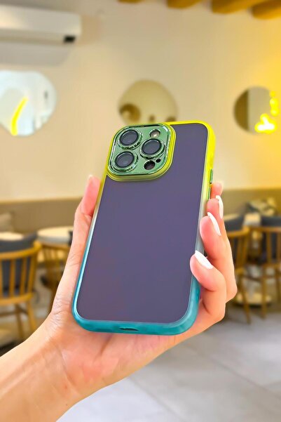 mooodcase İphone 12 Pro Max Uyumlu Kamera Lens Korumalı Gradient Silikon Kenar Şeffaf Telefon Kılıfı Mchzr