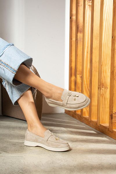 diclepolat Dámske semišové topánky Woller Beige Loafer