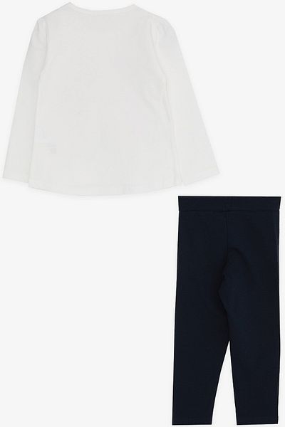 Breeze Girl's Tights Set with Printed Sequins, 1.5-5 Years, White