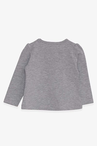 Breeze Baby Girl Long Sleeve T-Shirt Kitten Printed 9 Months-3 Years, Gray Melange