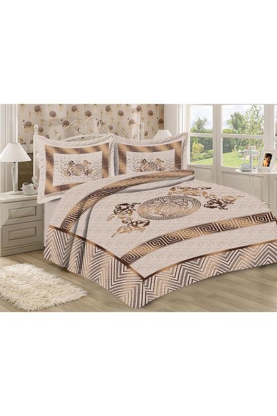 Doruklar Home Collection Modern Patterned Premium Quality Quilted Cotton Filled Velvet Bedspread Set