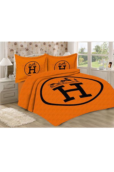 Doruklar Home Collection Modern Patterned Premium Quality Quilted Cotton Filled Velvet Bedspread Set