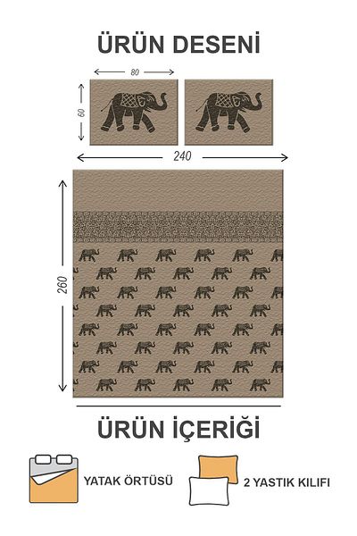 Doruklar Home Collection Modern Patterned Premium Quality Quilted Cotton Filled Velvet Bedspread Set