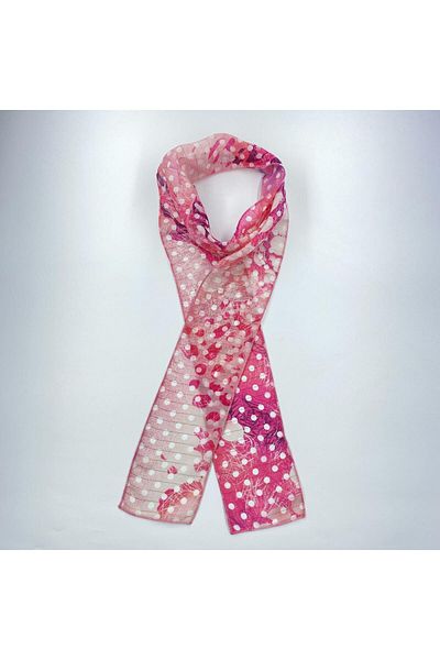 Tedz Collection PAREDORA White Polka Dot Candy Pink Hippie Scarf