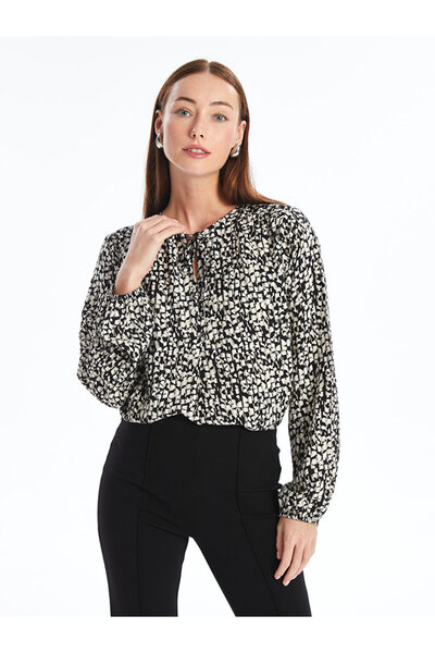 LC Waikiki Tie Collar Patterned Women's Blouse
